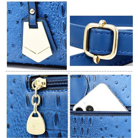 sac imitation croco bleu